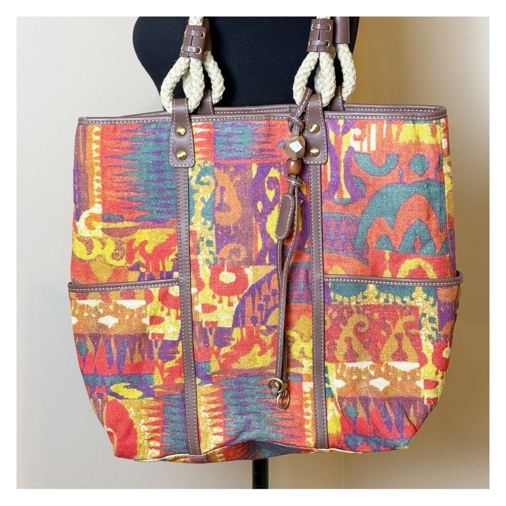 RAFE New York Colorful Artistic Tote Bag with Rope Handles - Picture 2 of 10